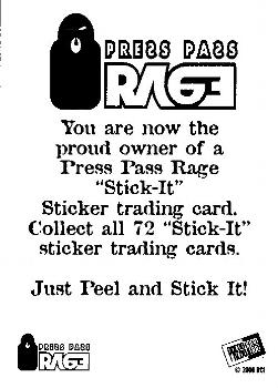 2000 Press Pass Rage Extreme Sports - Stick-It Stickers #NNO Rob Dyrdek Back